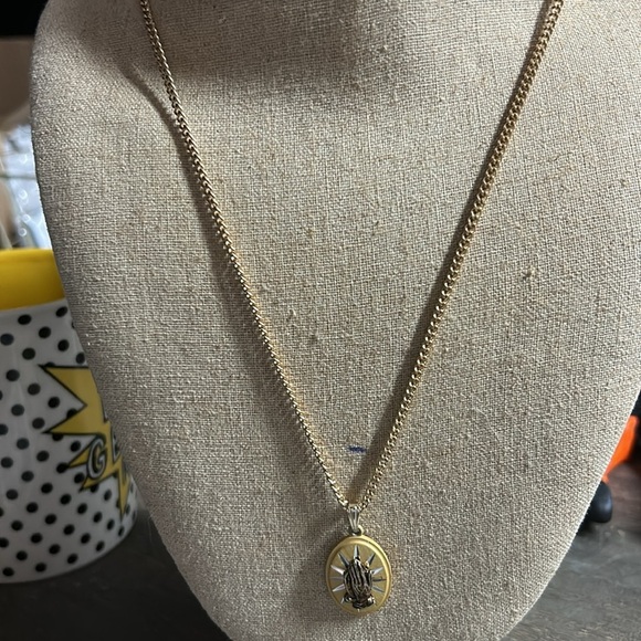Gold and Silver Praying Hands Pendant Necklace - Picture 2 of 2